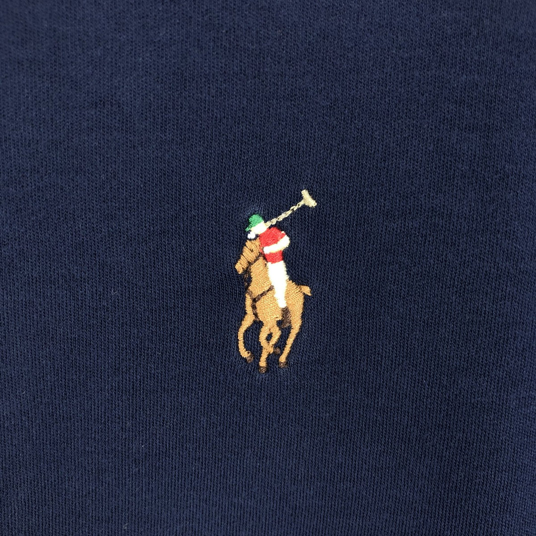 Ralph Lauren POLO RALPH LAUREN CUSTOM SLIM FIT V-neck Short-sleeve T-shirt with a single logo, Men's size L (approx.) cotton navy blue type Vintage Second Hand