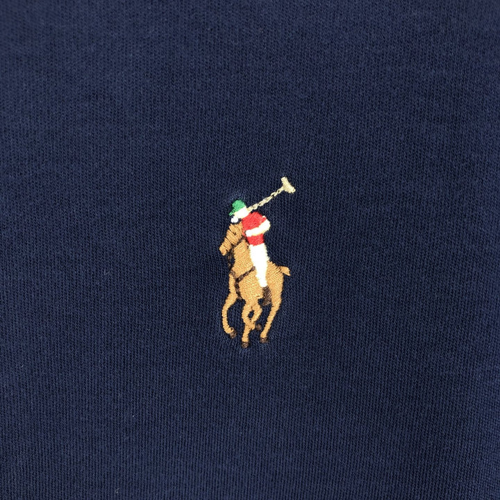 Ralph Lauren POLO RALPH LAUREN CUSTOM SLIM FIT V-neck Short-sleeve T-shirt with a single logo, Men's size L (approx.) cotton navy blue type Vintage Second Hand