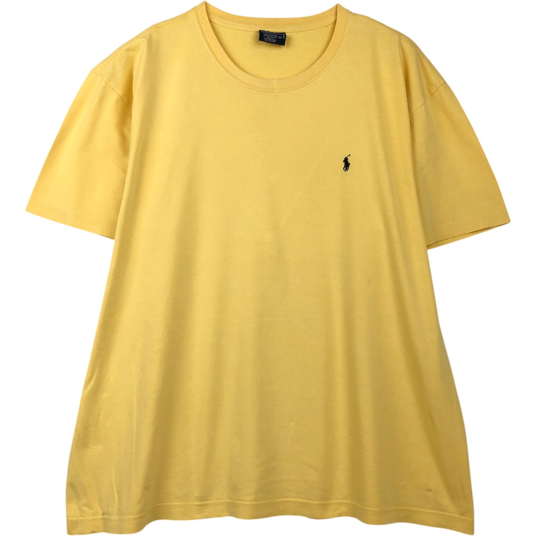 Ralph Lauren POLO by Ralph Lauren Short-Sleeve T-Shirt with One-Point Logo, Men's Size XL (approx.) cotton yellow type Vintage Second Hand