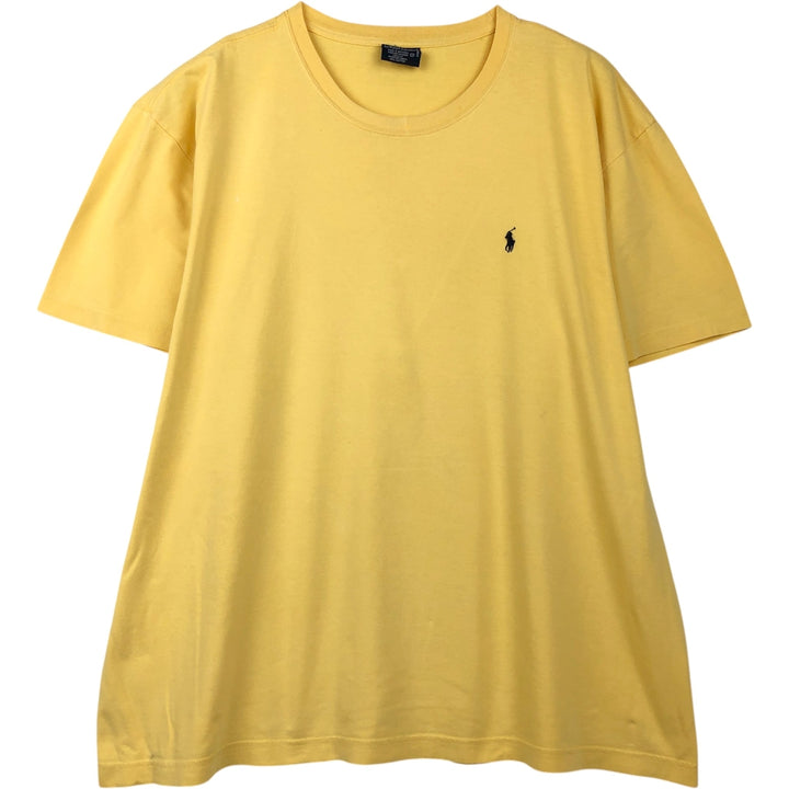 Ralph Lauren POLO by Ralph Lauren Short-Sleeve T-Shirt with One-Point Logo, Men's Size XL (approx.) cotton yellow type Vintage Second Hand