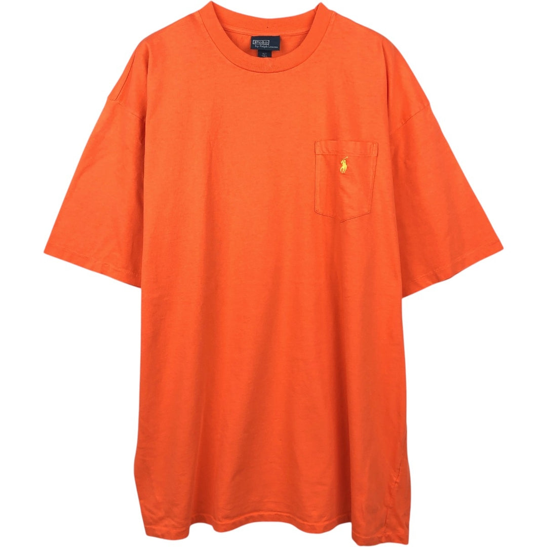 Ralph Lauren POLO by Ralph Lauren Short-Sleeve T-Shirt with One-Point Logo Pocket, Men's Size XL (approx.) cotton orange type Vintage Second Hand