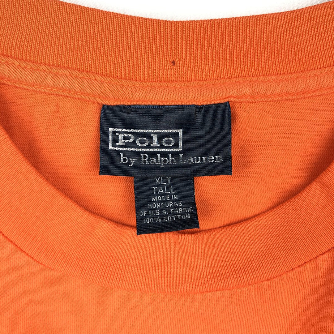 Ralph Lauren POLO by Ralph Lauren Short-Sleeve T-Shirt with One-Point Logo Pocket, Men's Size XL (approx.) cotton orange type Vintage Second Hand