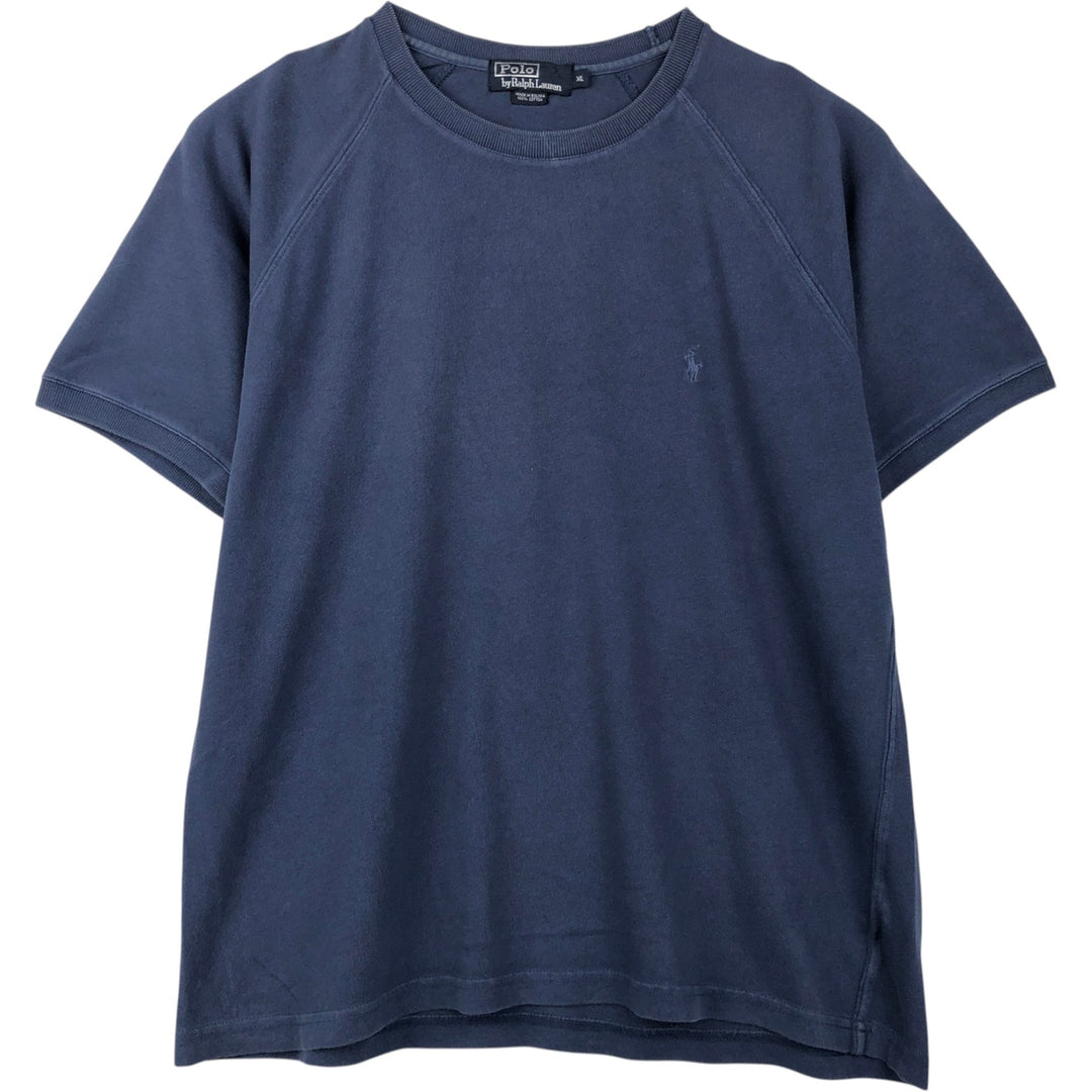 Ralph Lauren POLO by Ralph Lauren Short-Sleeve T-Shirt with One-Point Logo, Men's Size XL (approx.) cotton navy blue type Vintage Second Hand