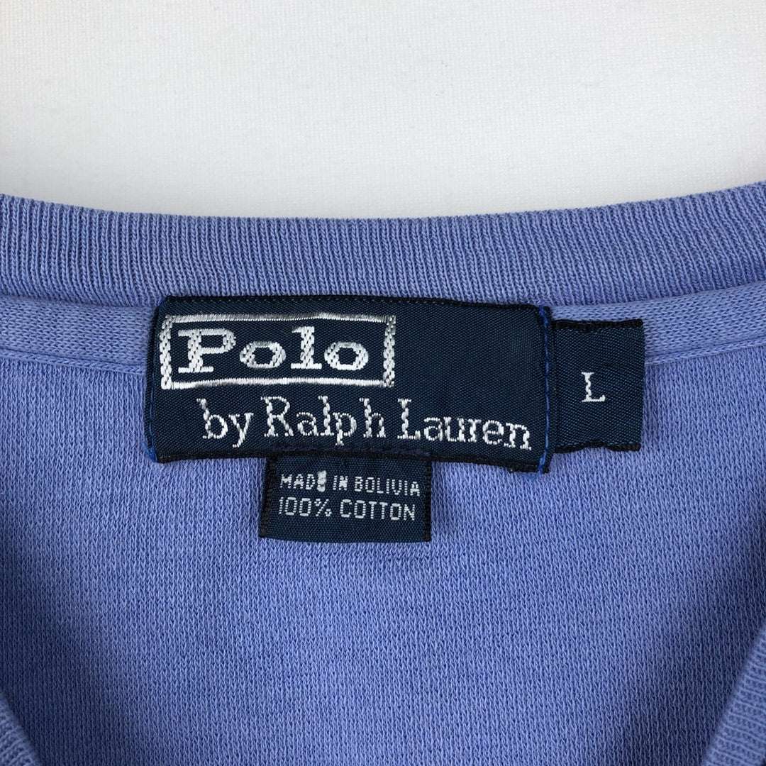 Ralph Lauren POLO by Ralph Lauren short sleeve one point logo T-shirt men's L size cotton Blue type light blue Vintage Second Hand