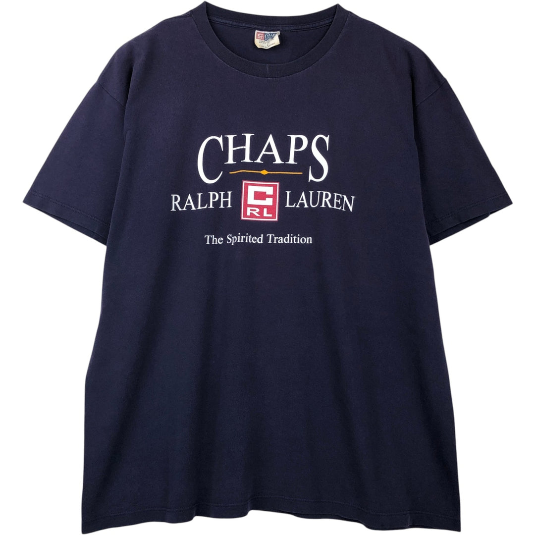 Ralph Lauren CHAPS Short-Sleeve Logo T-Shirt, Made in USA, Men's Size L (approx.) cotton navy blue type Vintage Second Hand