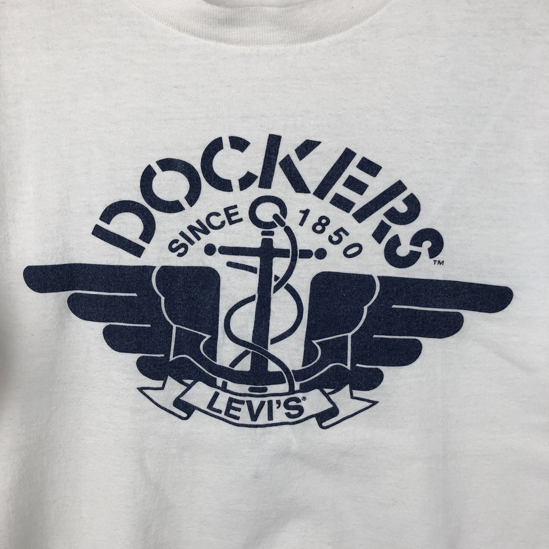 Dockers Short-Sleeve Printed T-Shirt, Men's Size XL (approx.) unclear white type Vintage Second Hand