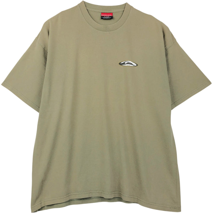 QUIKSILVER Double-Sided Print Surf Skate T-Shirt, Men's Size XL cotton Khaki type Vintage Second Hand