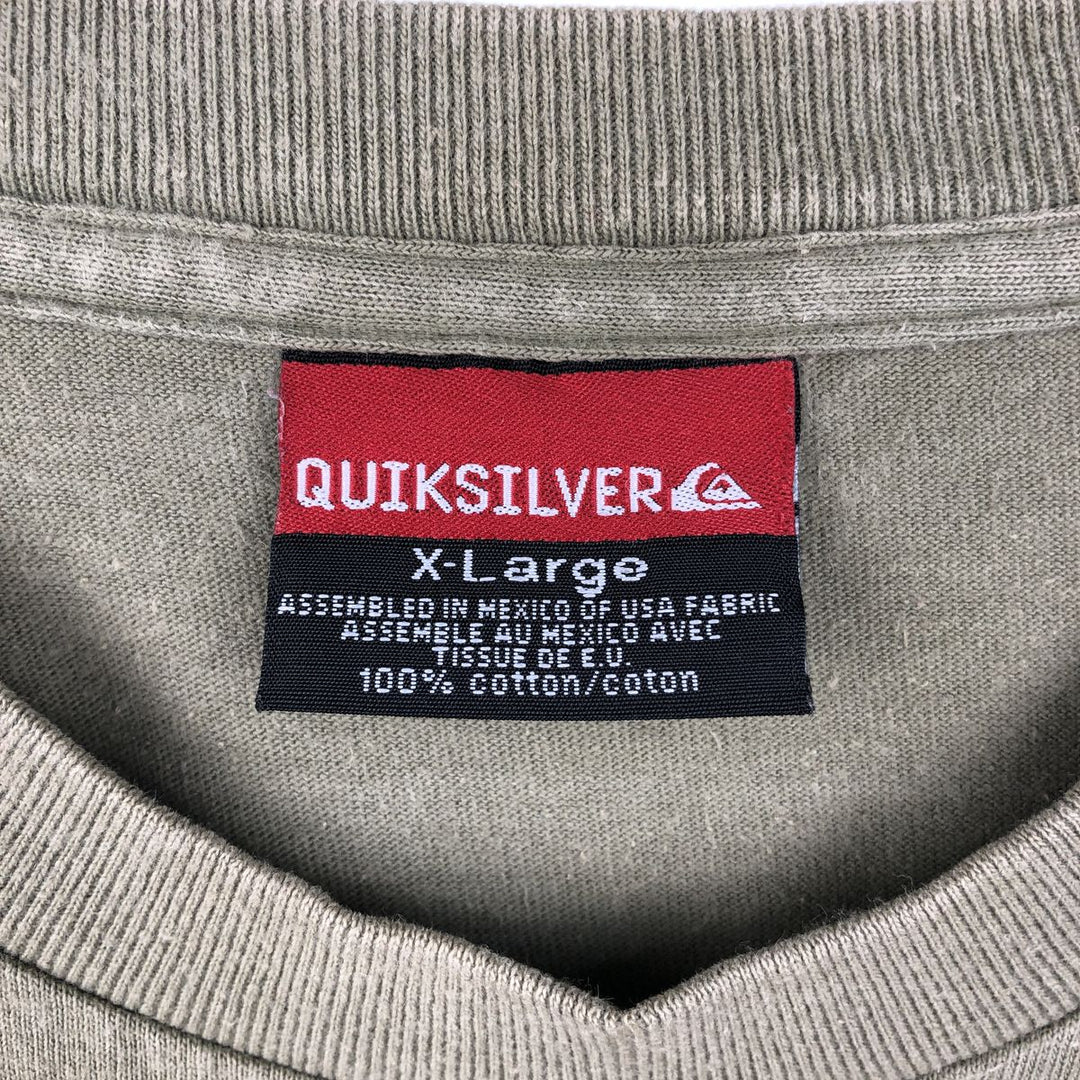 QUIKSILVER Double-Sided Print Surf Skate T-Shirt, Men's Size XL cotton Khaki type Vintage Second Hand