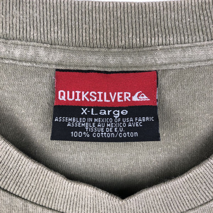 QUIKSILVER Double-Sided Print Surf Skate T-Shirt, Men's Size XL cotton Khaki type Vintage Second Hand