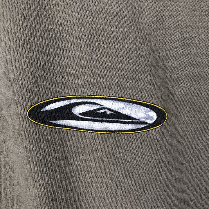 QUIKSILVER Double-Sided Print Surf Skate T-Shirt, Men's Size XL cotton Khaki type Vintage Second Hand