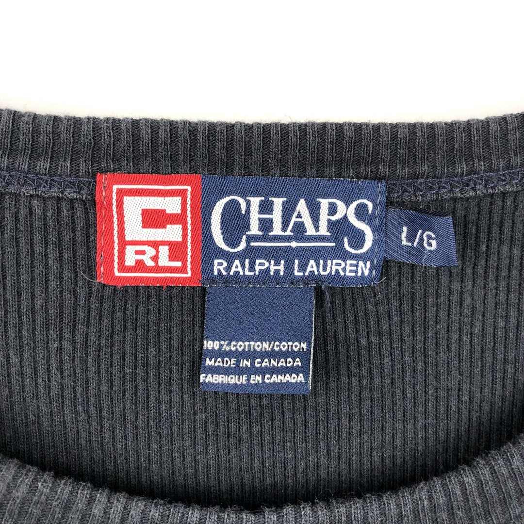 Ralph Lauren CHAPS short-sleeved T-shirt, made in Canada, men's size L equivalent. cotton black type Vintage Second Hand