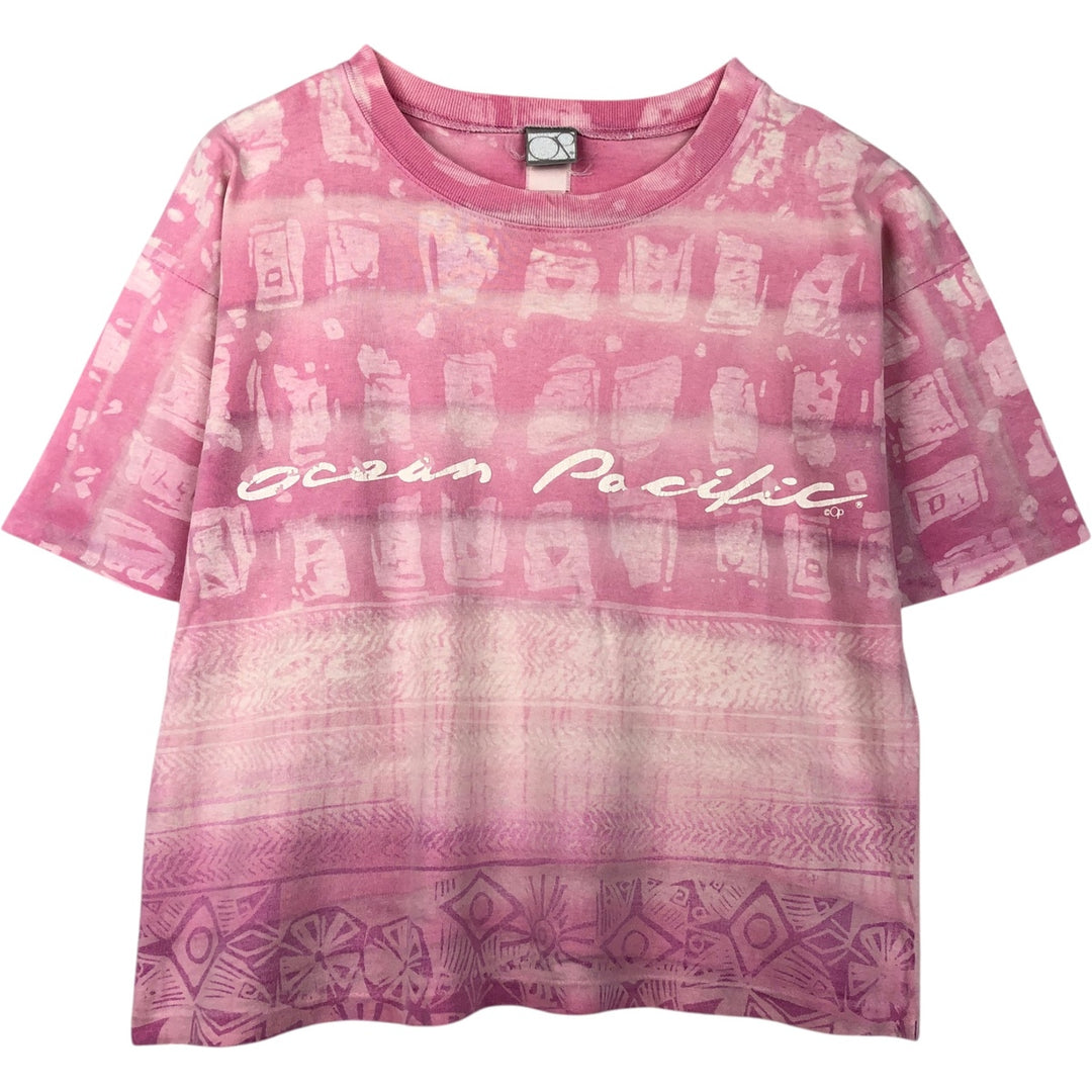 Ocean Pacific all-over print surf skate t-shirt, men's size L (approx.) unclear pink type Vintage Second Hand