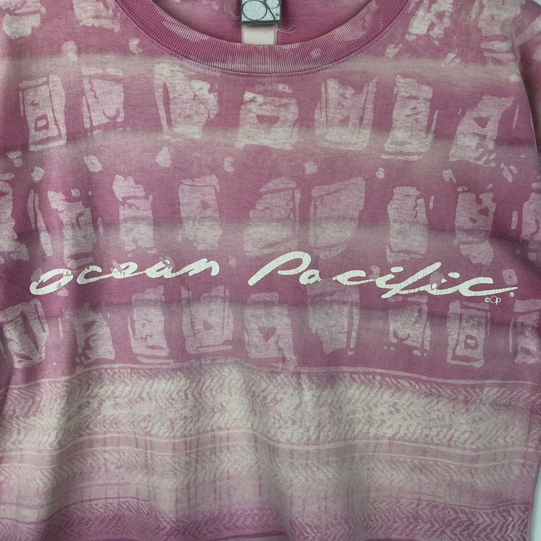 Ocean Pacific all-over print surf skate t-shirt, men's size L (approx.) unclear pink type Vintage Second Hand