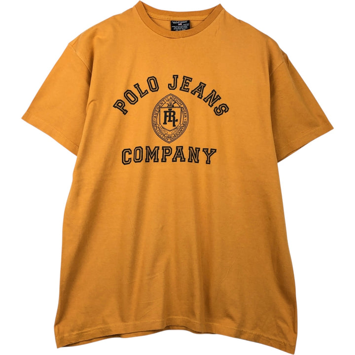 Ralph Lauren POLO JEANS COMPANY Short-Sleeve Printed T-Shirt, Made in USA, Men's Size M (approx.) cotton orange type Vintage Second Hand