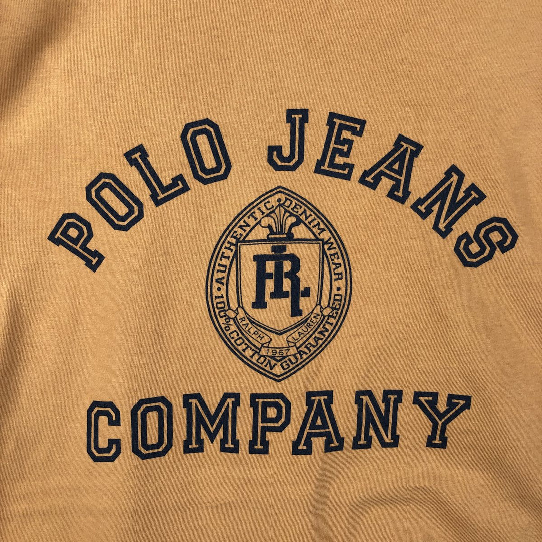 Ralph Lauren POLO JEANS COMPANY Short-Sleeve Printed T-Shirt, Made in USA, Men's Size M (approx.) cotton orange type Vintage Second Hand