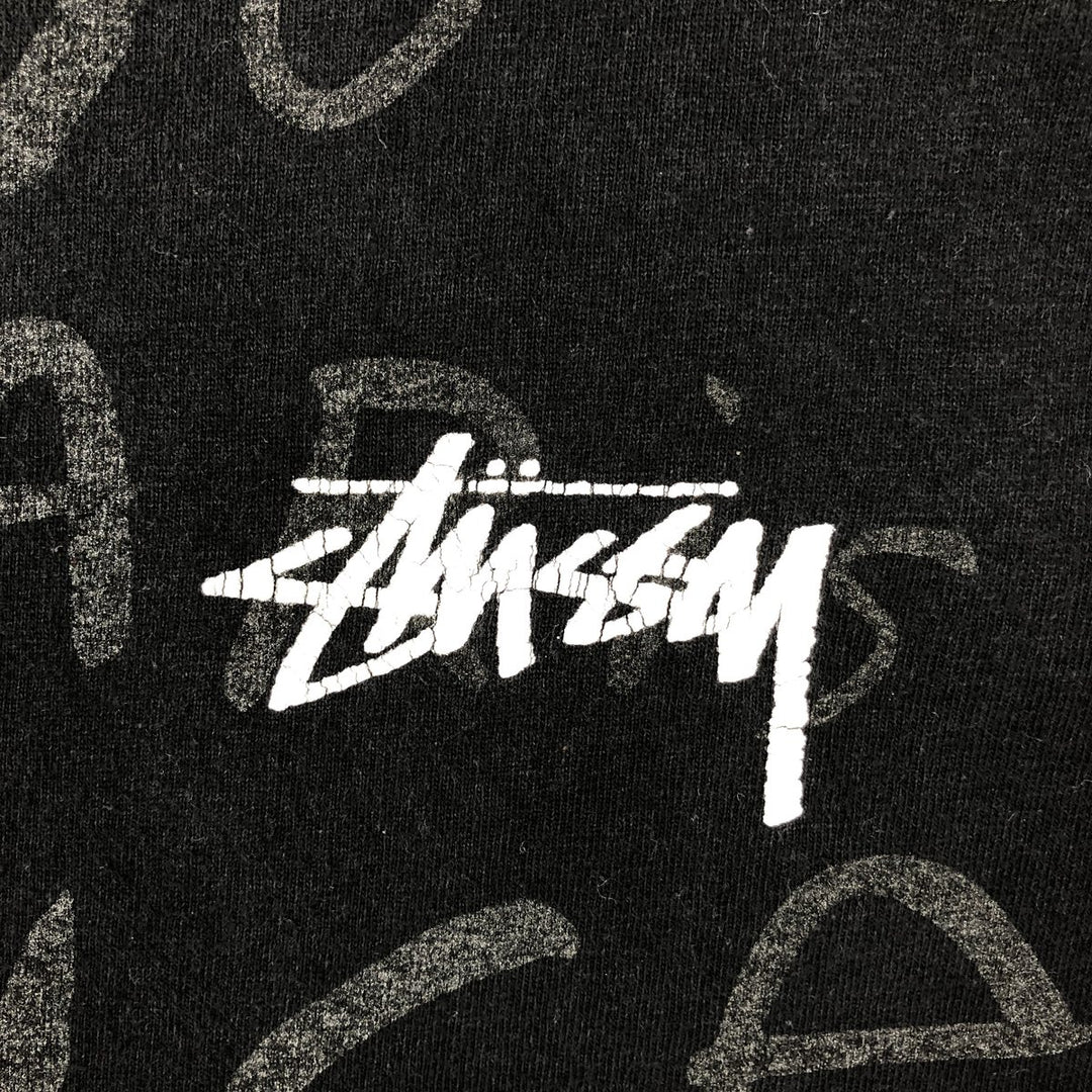 Stussy all-over print surf skate t-shirt, men's size M (approx.) cotton black type Vintage Second Hand