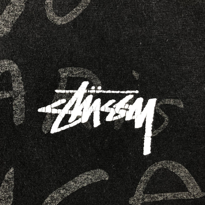 Stussy all-over print surf skate t-shirt, men's size M (approx.) cotton black type Vintage Second Hand