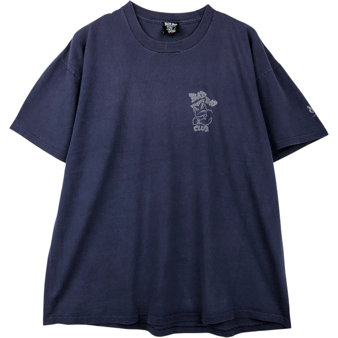 BAD BOY CLUB Double-Sided Print Surf Skate T-Shirt, Made in USA, Men's XL (approx.) cotton navy blue type Vintage Second Hand