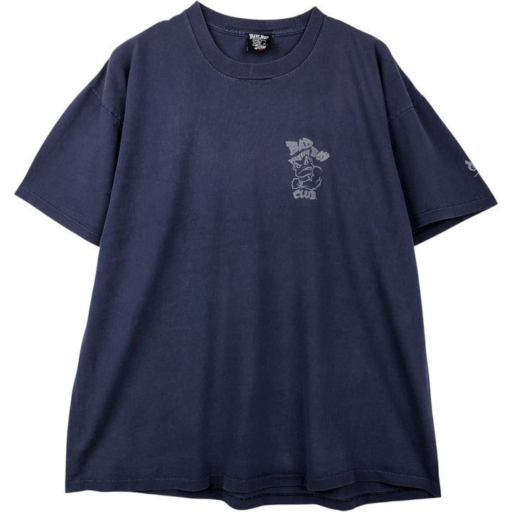 BAD BOY CLUB Double-Sided Print Surf Skate T-Shirt, Made in USA, Men's XL (approx.) cotton navy blue type Vintage Second Hand