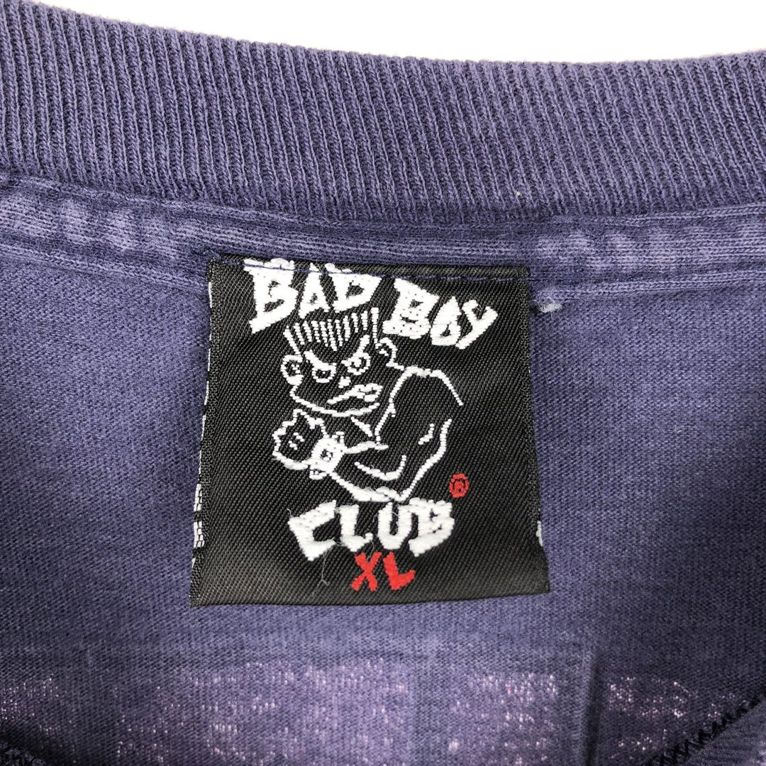 BAD BOY CLUB Double-Sided Print Surf Skate T-Shirt, Made in USA, Men's XL (approx.) cotton navy blue type Vintage Second Hand
