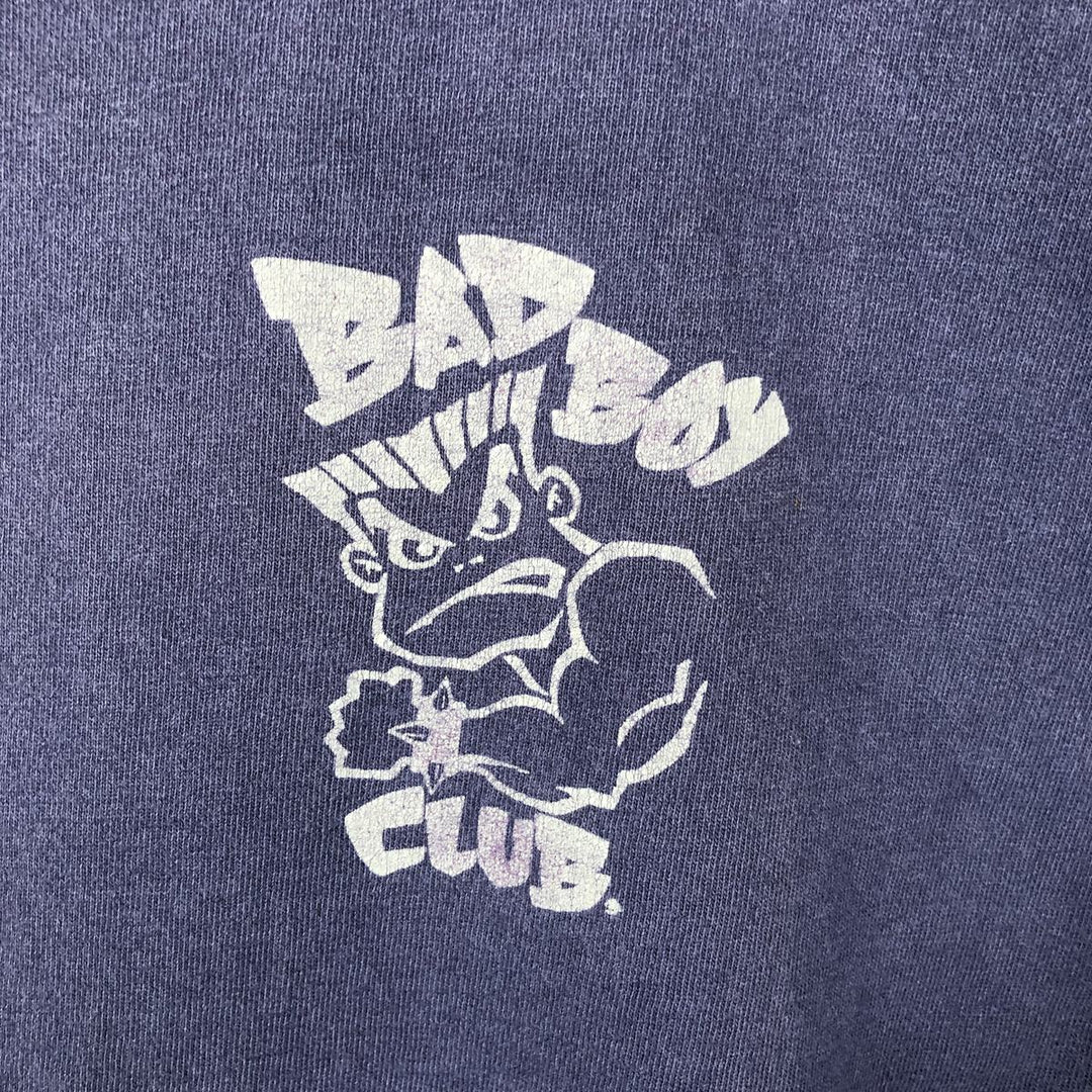 BAD BOY CLUB Double-Sided Print Surf Skate T-Shirt, Made in USA, Men's XL (approx.) cotton navy blue type Vintage Second Hand