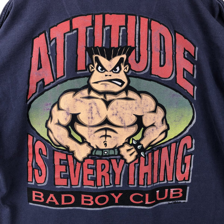 BAD BOY CLUB Double-Sided Print Surf Skate T-Shirt, Made in USA, Men's XL (approx.) cotton navy blue type Vintage Second Hand