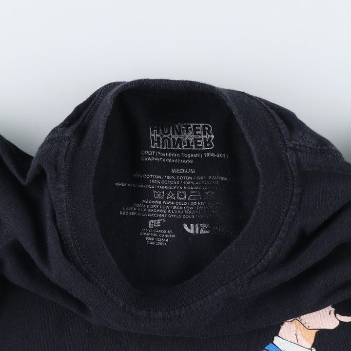 HUNTERxHUNTER Anime Character Print T-Shirt, Men's Size M cotton black type Vintage Second Hand