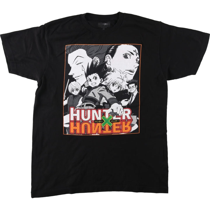 HUNTERxHUNTER Anime Character Print T-Shirt, Men's Size L cotton black type Vintage Second Hand