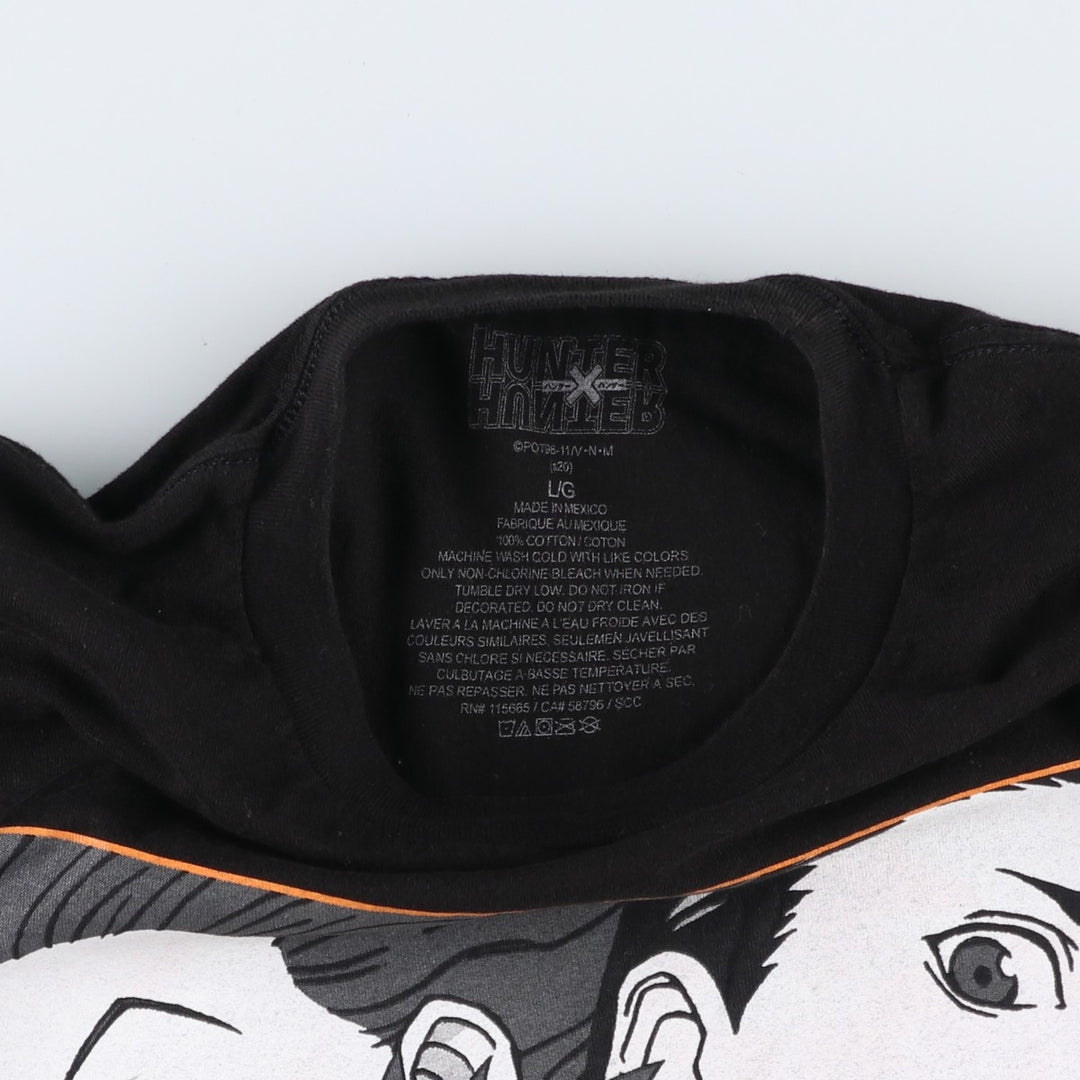 HUNTERxHUNTER Anime Character Print T-Shirt, Men's Size L cotton black type Vintage Second Hand