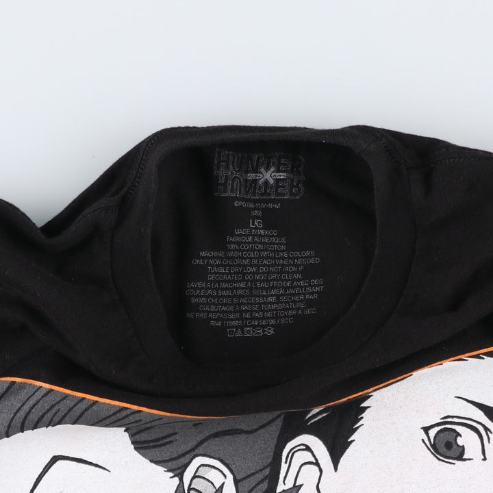 HUNTERxHUNTER Anime Character Print T-Shirt, Men's Size L cotton black type Vintage Second Hand