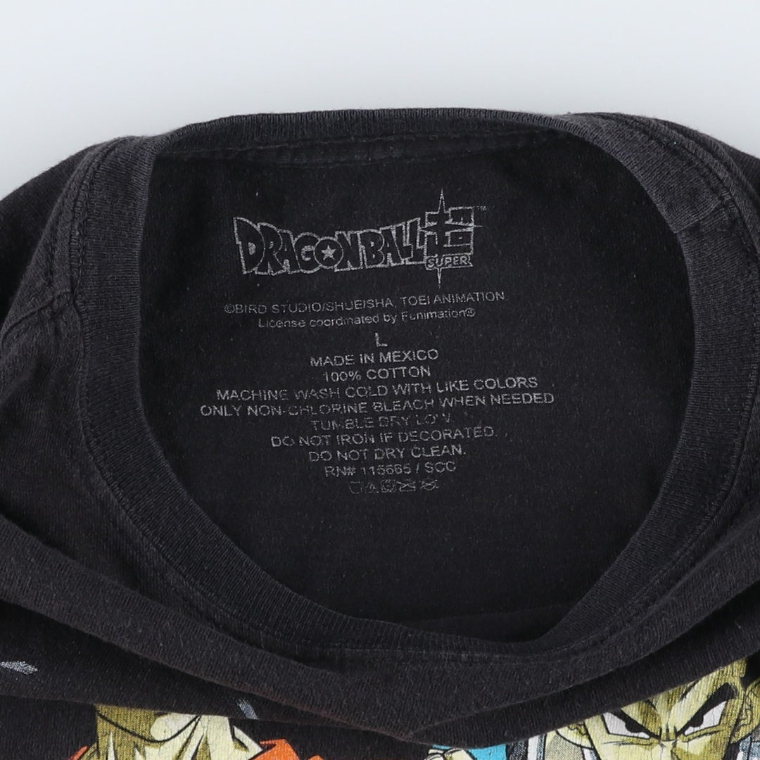 DRAGONBALL SUPER Anime Character Print T-Shirt (Men's Size L) cotton black type Vintage Second Hand