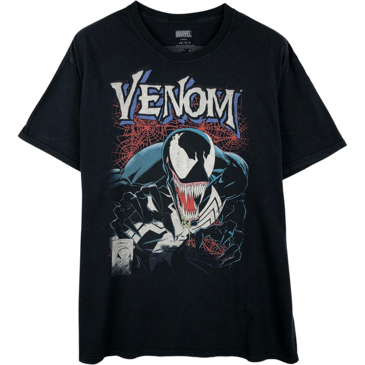 Marvel VENOM Character Print T-Shirt, Men's L size cotton black type Vintage Second Hand