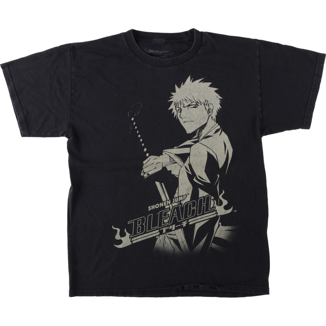 BLEACH Anime Character Print T-Shirt Men's Size L cotton navy blue type Vintage Second Hand
