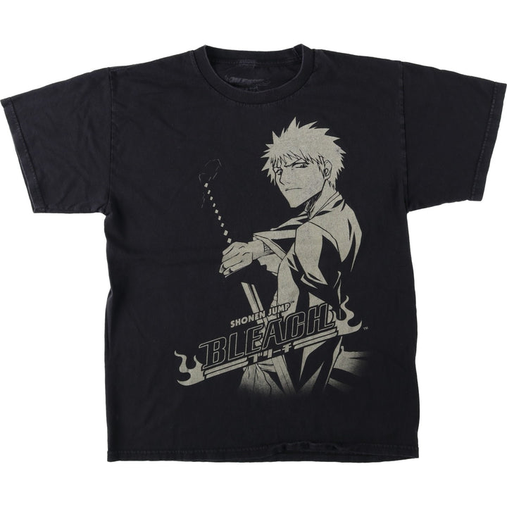 BLEACH Anime Character Print T-Shirt Men's Size L cotton navy blue type Vintage Second Hand