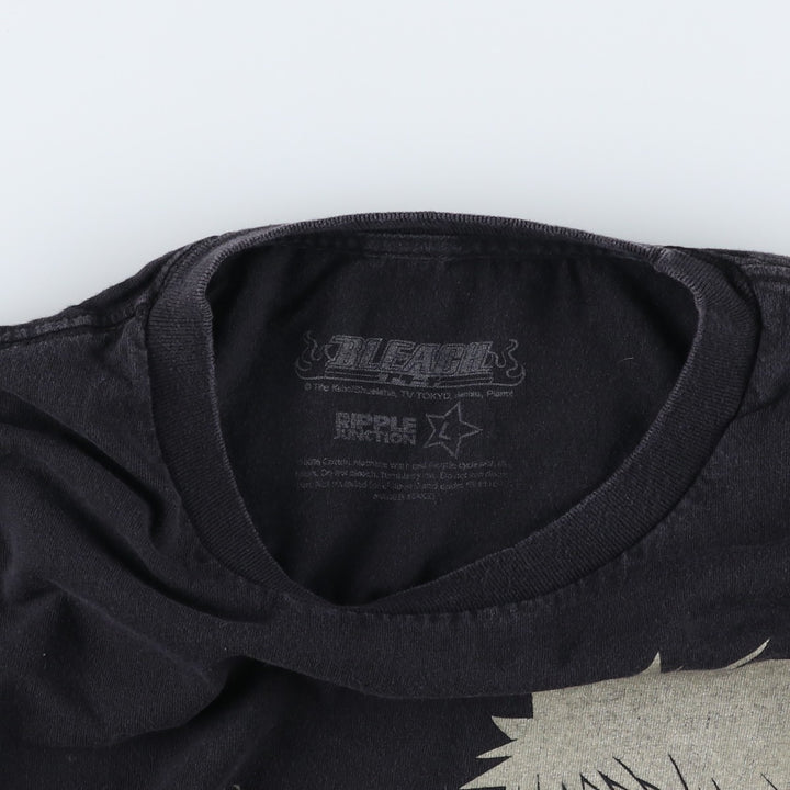 BLEACH Anime Character Print T-Shirt Men's Size L cotton navy blue type Vintage Second Hand