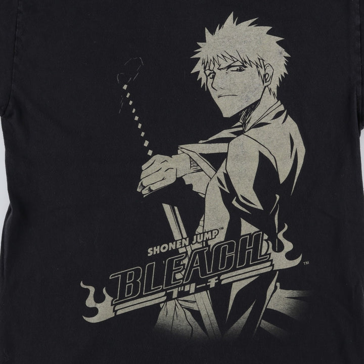 BLEACH Anime Character Print T-Shirt Men's Size L cotton navy blue type Vintage Second Hand