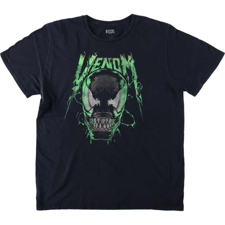 Marvel VENOM Character Print T-Shirt, Men's L size cotton navy blue type Vintage Second Hand