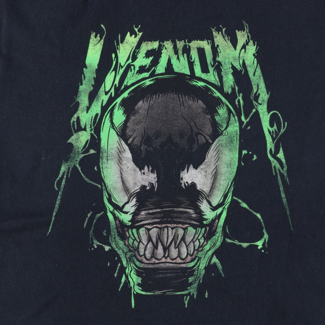 Marvel VENOM Character Print T-Shirt, Men's L size cotton navy blue type Vintage Second Hand