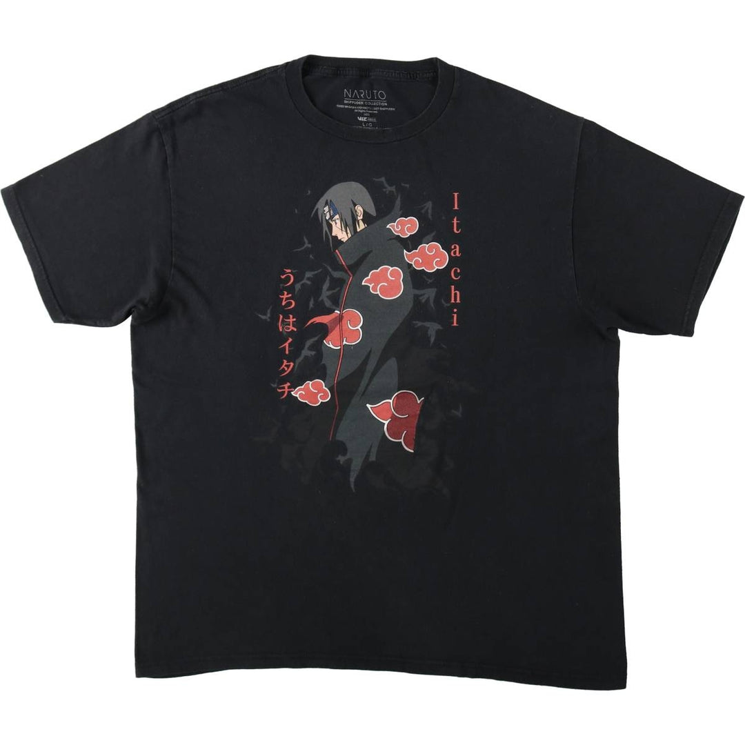 NARUTO SHIPPUDEN Naruto Shippuden Uchiha Itachi Anime Character Print T-Shirt Men's L size cotton black type Vintage Second Hand