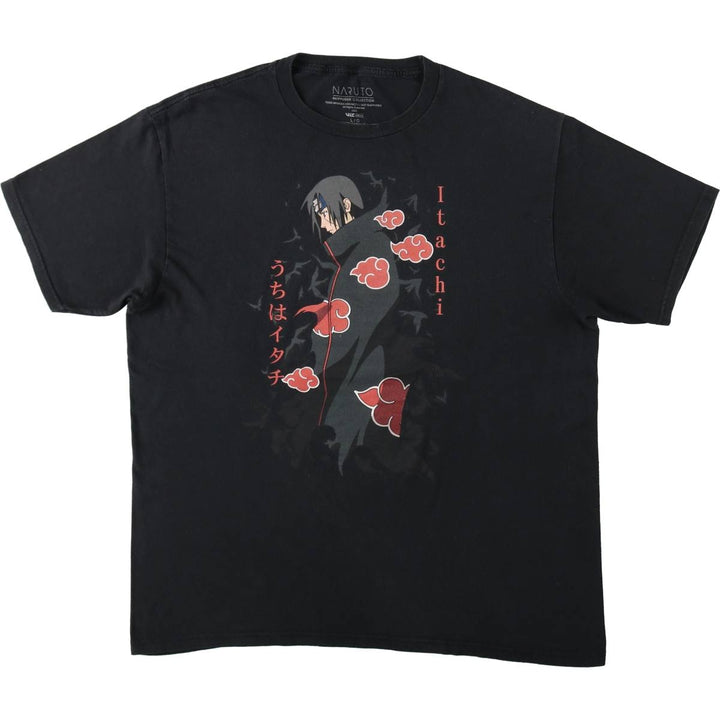 NARUTO SHIPPUDEN Naruto Shippuden Uchiha Itachi Anime Character Print T-Shirt Men's L size cotton black type Vintage Second Hand