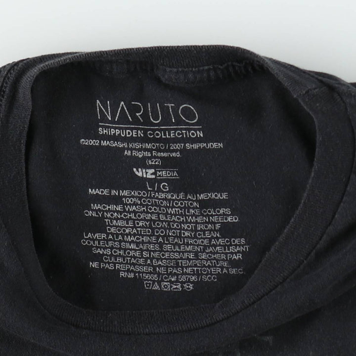 NARUTO SHIPPUDEN Naruto Shippuden Uchiha Itachi Anime Character Print T-Shirt Men's L size cotton black type Vintage Second Hand