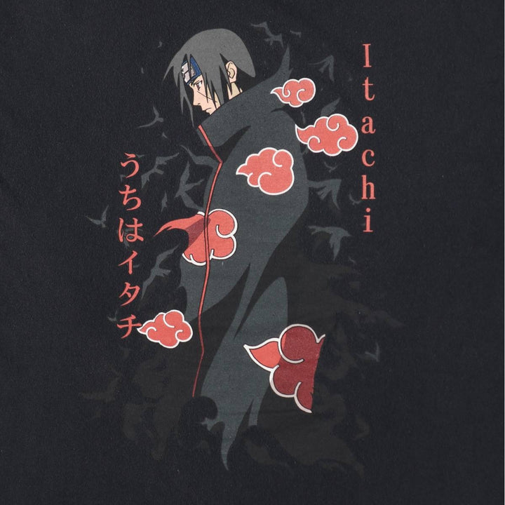 NARUTO SHIPPUDEN Naruto Shippuden Uchiha Itachi Anime Character Print T-Shirt Men's L size cotton black type Vintage Second Hand