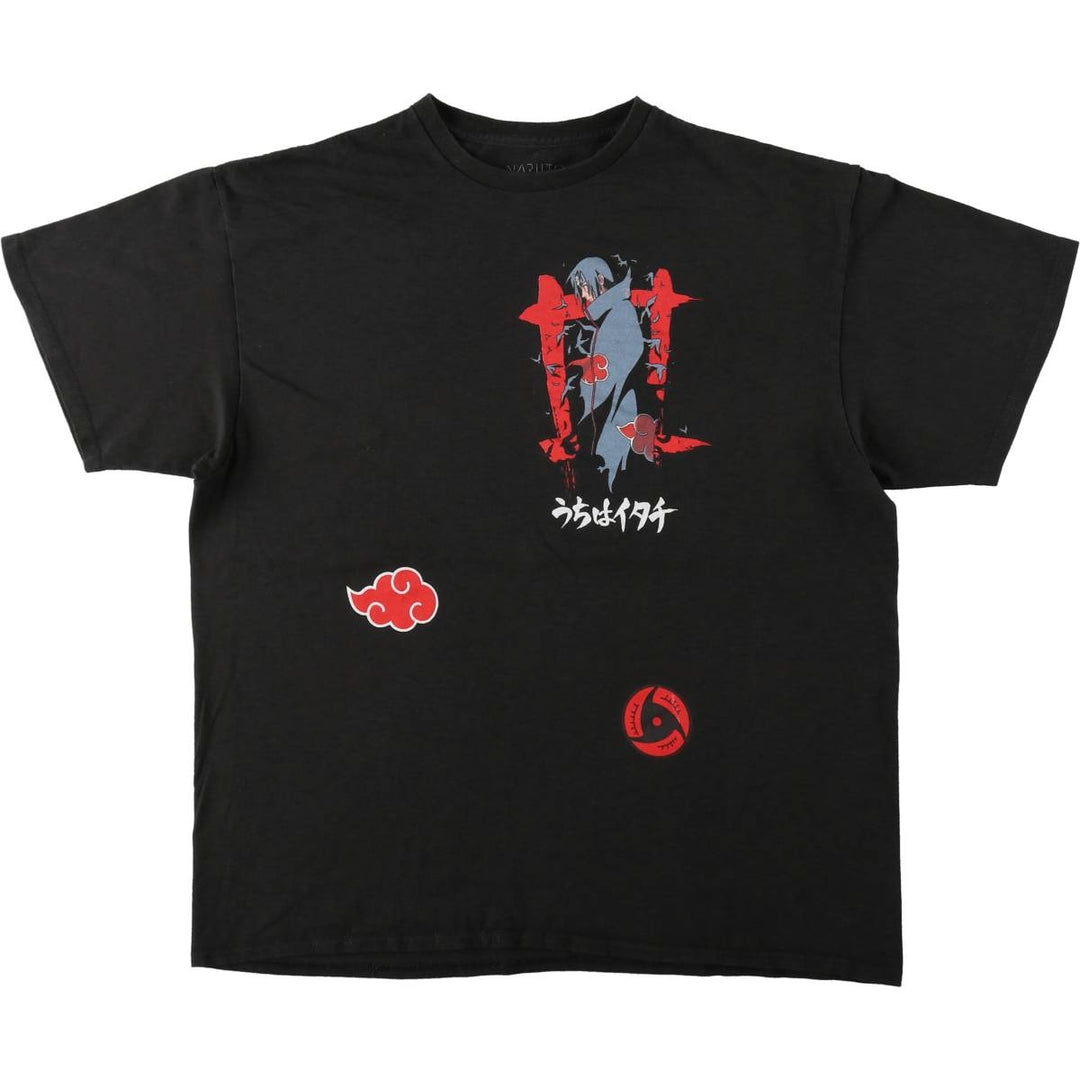 NARUTO SHIPPUDEN Naruto Shippuden Uchiha Itachi Anime Character Print T-Shirt Men's XL cotton black type Vintage Second Hand
