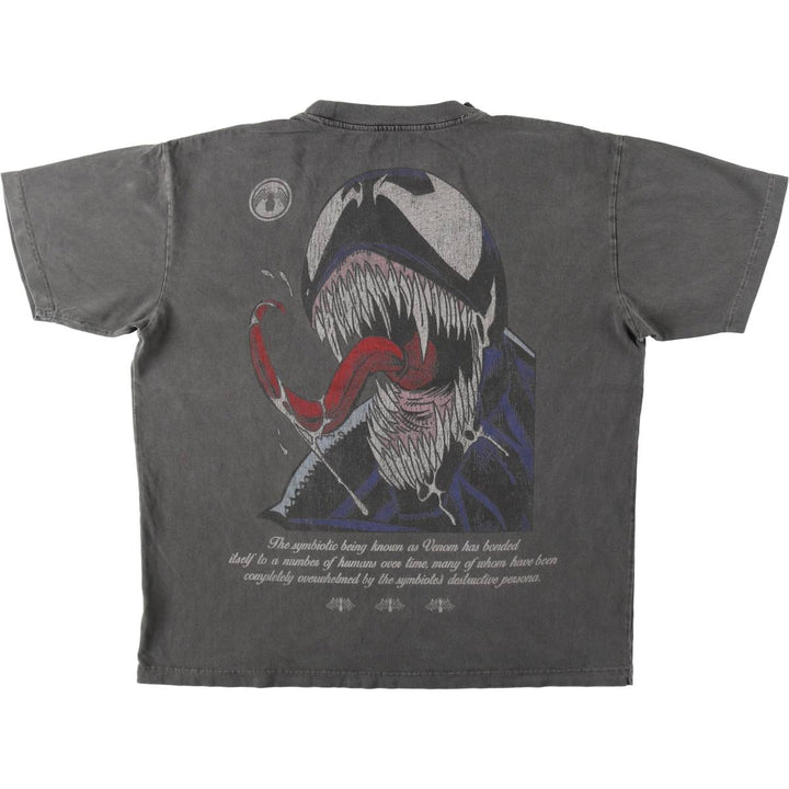 Marvel Spider-Man Venom Character Print T-Shirt, Men's Size L (approx.) cotton Charcoal Vintage Second Hand