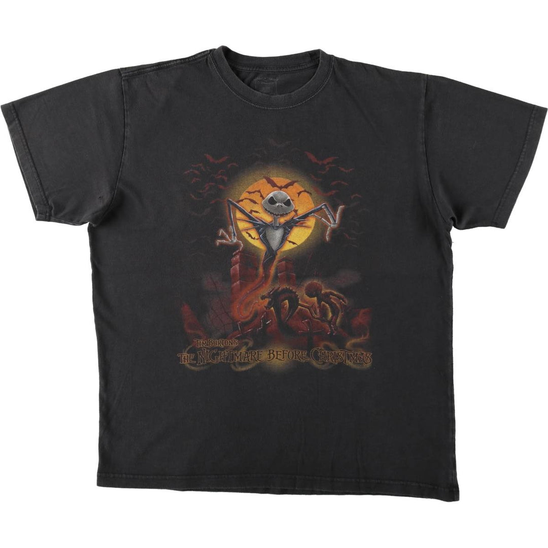 The Nightmare Before Christmas Character Print T-Shirt (Men's Size L) cotton black type Vintage Second Hand