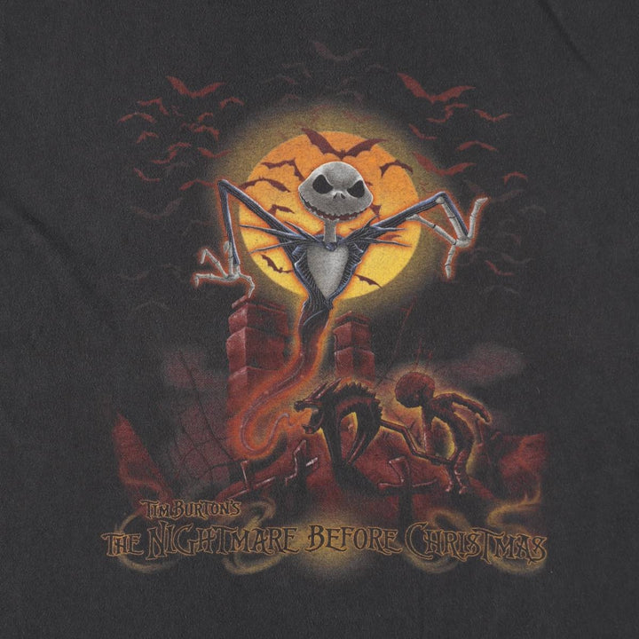 The Nightmare Before Christmas Character Print T-Shirt (Men's Size L) cotton black type Vintage Second Hand
