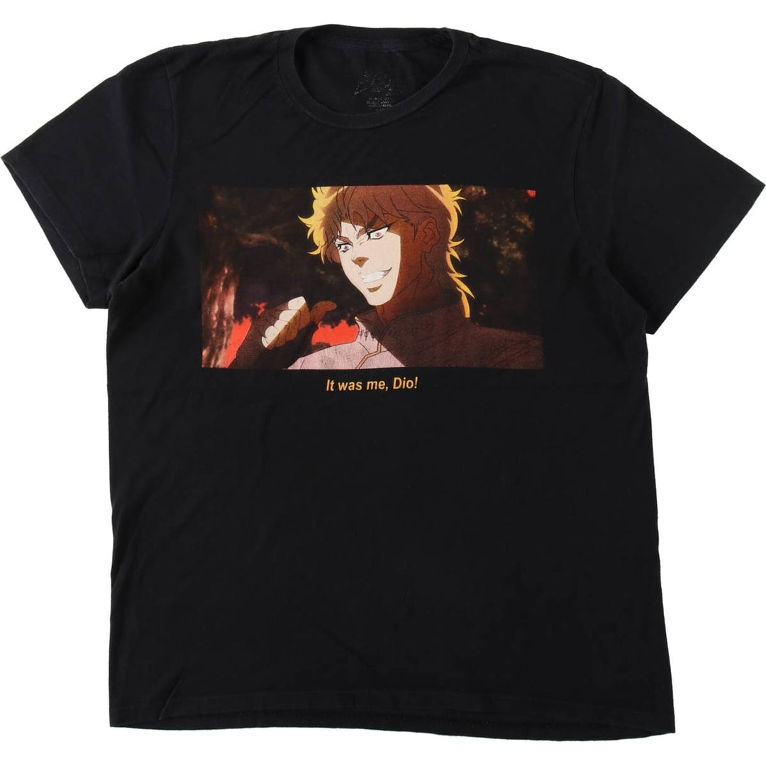 JoJo's Bizarre Adventure Dio Brando Anime Character Print T-Shirt (Men's Size M) cotton black type Vintage Second Hand