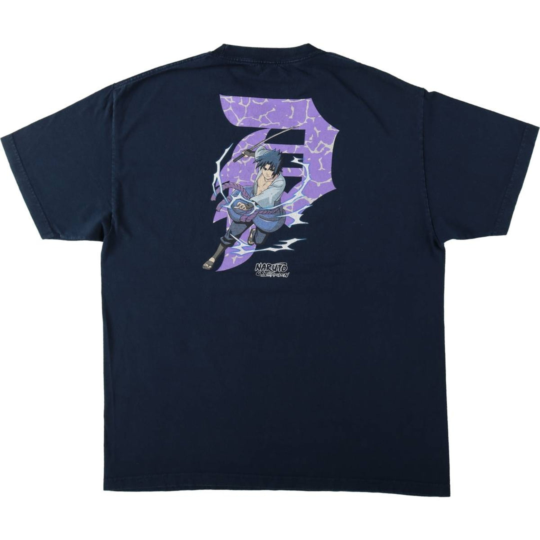 NARUTO SHIPPUDEN Naruto Shippuden Uchiha Sasuke Anime Character Print T-Shirt Men's XL cotton navy blue type Vintage Second Hand