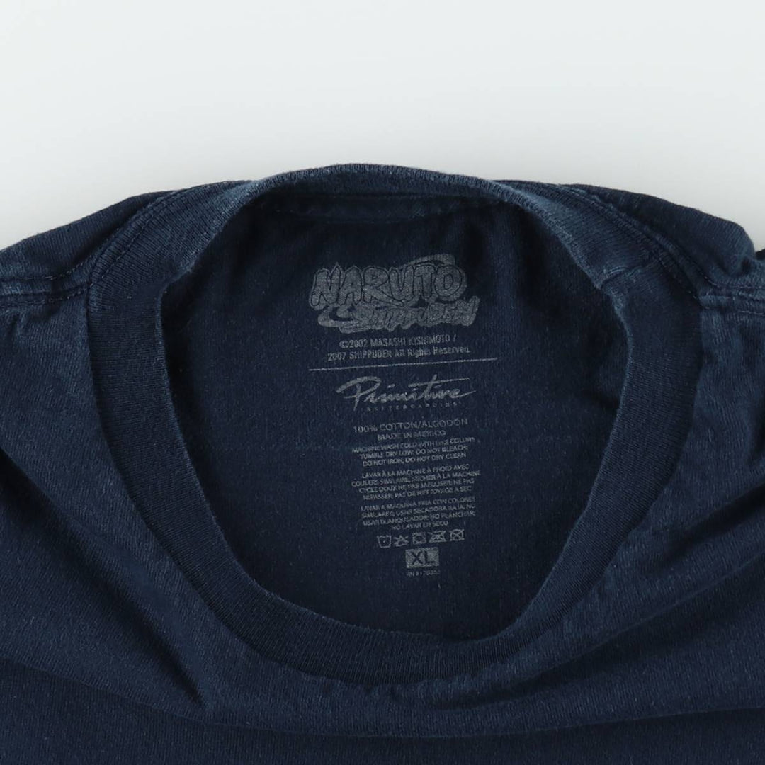 NARUTO SHIPPUDEN Naruto Shippuden Uchiha Sasuke Anime Character Print T-Shirt Men's XL cotton navy blue type Vintage Second Hand