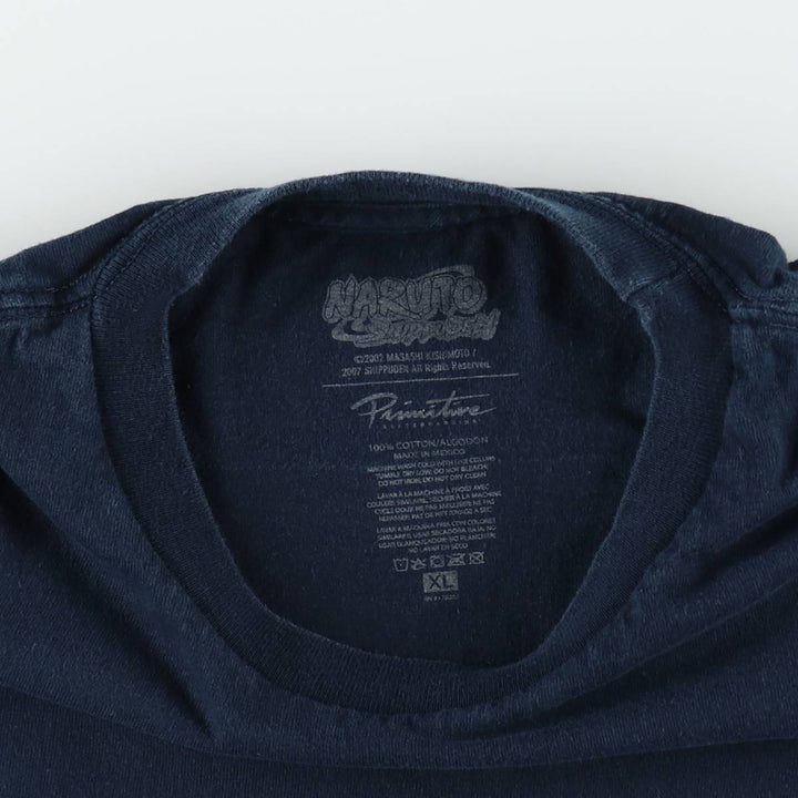 NARUTO SHIPPUDEN Naruto Shippuden Uchiha Sasuke Anime Character Print T-Shirt Men's XL cotton navy blue type Vintage Second Hand